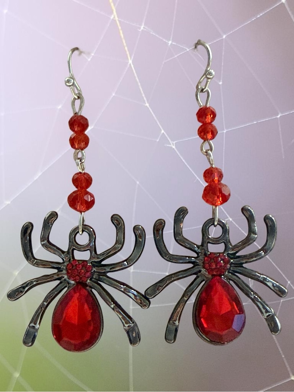 Red Spider Drop Earrings